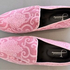 Mens Pink Embroidered Loafers
